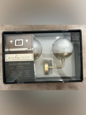 Marlow Glen Gold & White LED Rechargeable Globe Sconce Set